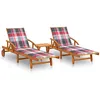 Image de vidaXL Chaises longues lot de 2 avec table et coussins Acacia solide3077358