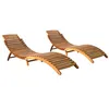 Image de Lot de 2 chaise longue vidaxl L. 55 cm bois en acacia H. 64 cm pliable