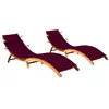 Image de Chaises longues lot de 2 avec coussins Bois d acacia solide