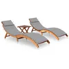 Image de Chaises longues lot de 2 avec table et coussins Acacia solide