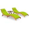 Image de Chaises longues lot de 2 avec table et coussins Acacia solide
