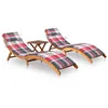 Image de Chaises longues lot de 2 avec table et coussins Acacia solide