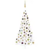 Image de Demi arbre de Noël artificiel pré éclairé et boules blanc 210cm