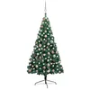 Image de vidaXL Demi-arbre de Noël Artificiel Pré-éclairé et Boules, Sapin de Noël avec LED, Décoration de Vacances, Ornement de Fête Intérieur Extérieur, Vert 150 cm