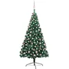 Image de vidaXL Demi-arbre de Noël Artificiel Pré-éclairé et Boules, Sapin de Noël avec LED, Décoration de Vacances, Ornement de Fête Intérieur Extérieur, Vert 180 cm 3077565