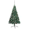 Image de vidaXL Demi-arbre de Noël Artificiel Pré-éclairé et Boules, Sapin de Noël avec LED, Décoration de Vacances, Ornement de Fête Intérieur Extérieur, Vert 240 cm 3077567