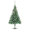 Image de vidaXL Arbre de Noël Artificiel Pré-éclairé/Boules, Sapin de Noël avec LED, Décoration de Vacances, Ornement de Fête Intérieur Extérieur, 120 cm 230 Branches