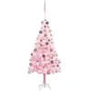 Image de vidaXL Arbre de Noël Artificiel Pré-éclairé et Boules, Sapin de Noël avec LED, Décoration de Vacances, Ornement de Fête Intérieur Extérieur, Rose 120 cm PVC