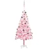 Image de vidaXL Arbre de Noël Artificiel Pré-éclairé et Boules, Sapin de Noël avec LED, Décoration de Vacances, Ornement de Fête Intérieur Extérieur, Rose 150 cm PVC