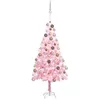 Image de vidaXL Arbre de Noël Artificiel Pré-éclairé et Boules, Sapin de Noël avec LED, Décoration de Vacances, Ornement de Fête Intérieur Extérieur, Rose 180 cm PVC