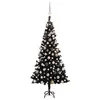 Image de vidaXL Arbre de Noël Artificiel Pré-éclairé et Boules, Sapin de Noël avec LED, Décoration de Vacances, Ornement de Fête Intérieur Extérieur, Noir 120 cm PVC