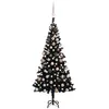Image de vidaXL Arbre de Noël Artificiel Pré-éclairé et Boules, Sapin de Noël avec LED, Décoration de Vacances, Ornement de Fête Intérieur Extérieur, Noir 150 cm PVC