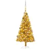 Image de vidaXL Arbre de Noël Artificiel Pré-éclairé et Boules, Sapin de Noël avec LED, Décoration de Vacances, Ornement de Fête Intérieur Extérieur, Doré 150 cm PET