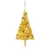 Image de vidaXL Arbre de Noël Artificiel Pré-éclairé et Boules, Sapin de Noël avec LED, Décoration de Vacances, Ornement de Fête Intérieur Extérieur, Doré 180 cm PET