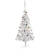 Image de vidaXL Arbre de Noël Artificiel Pré-éclairé/Boules, Sapin de Noël avec LED, Décoration de Vacances, Ornement de Fête Intérieur Extérieur, Argenté 150 cm PET