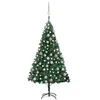 Image de vidaXL Arbre de Noël Artificiel Pré-éclairé et Boules, Sapin de Noël avec LED, Décoration de Vacances, Ornement de Fête Intérieur Extérieur, Vert 150 cm PVC