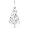 Image de vidaXL Arbre de Noël Artificiel Pré-éclairé et Boules, Sapin de Noël avec LED, Décoration de Vacances, Ornement de Fête Intérieur Extérieur, Blanc 120 cm PVC 3077625
