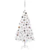 Image de vidaXL Arbre de Noël Artificiel Pré-éclairé et Boules, Sapin de Noël avec LED, Décoration de Vacances, Ornement de Fête Intérieur Extérieur, Blanc 150 cm PVC