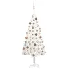 Image de vidaXL Arbre de Noël Artificiel Pré-éclairé et Boules, Sapin de Noël avec LED, Décoration de Vacances, Ornement de Fête Intérieur Extérieur, Blanc 120 cm