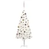 Image de vidaXL Arbre de Noël Artificiel Pré-éclairé et Boules, Sapin de Noël avec LED, Décoration de Vacances, Ornement de Fête Intérieur Extérieur, Blanc 150 cm