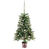 Image de vidaXL Arbre de Noël Artificiel Pré-éclairé et Boules, Sapin de Noël avec LED, Décoration de Vacances, Ornement de Fête Intérieur Extérieur, 90 cm Vert