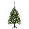 Image de vidaXL Arbre de Noël Artificiel Pré-éclairé et Boules, Sapin de Noël avec LED, Décoration de Vacances, Ornement de Fête Intérieur Extérieur, 120 cm Vert