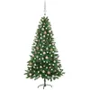 Image de vidaXL Arbre de Noël Artificiel Pré-éclairé et Boules, Sapin de Noël avec LED, Décoration de Vacances, Ornement de Fête Intérieur Extérieur, 150 cm Vert
