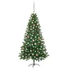 Image de vidaXL Arbre de Noël Artificiel Pré-éclairé et Boules, Sapin de Noël avec LED, Décoration de Vacances, Ornement de Fête Intérieur Extérieur, 180 cm Vert