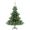 Image de vidaXL Sapin de Noël Artificiel Nordmann avec LED et Boules Arbre de Noël Décoration de Noël Jardin Patio Arrière-cour Extérieur Vert 150 cm