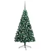 Image de vidaXL Demi-arbre de Noël Artificiel Pré-éclairé et Boules, Sapin de Noël avec LED, Décoration de Vacances, Ornement de Fête Intérieur Extérieur, Vert 180 cm