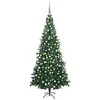 Image de vidaXL Arbre de Noël Artificiel Pré-éclairé et Boules, Sapin de Noël avec LED, Décoration de Vacances, Ornement de Fête Intérieur Extérieur, L 240 cm Vert