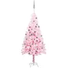 Image de vidaXL Arbre de Noël Artificiel Pré-éclairé et Boules, Sapin de Noël avec LED, Décoration de Vacances, Ornement de Fête Intérieur Extérieur, Rose 120 cm PVC