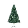 Image de vidaXL Arbre de Noël Artificiel Pré-éclairé et Boules, Sapin de Noël avec LED, Décoration de Vacances, Ornement de Fête Intérieur Extérieur, Vert 210 cm PVC