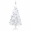Image de vidaXL Arbre de Noël Artificiel Pré-éclairé et Boules, Sapin de Noël avec LED, Décoration de Vacances, Ornement de Fête Intérieur Extérieur, Blanc 180 cm PVC