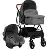 Image de Poussette pour bébé 3 en 1 Gris clair et noir Acier