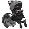 Image de vidaXL Poussette pour Bébé 3-en-1 Landau Pliable pour Tout-petit Enfants orte-bébé Siège Auto pour Bébé Poussette de Voyage 10377