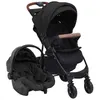 Image de vidaXL Poussette pour Bébé 3-en-1 Landau Pliable pour Tout-petit Enfants orte-bébé Siège Auto pour Bébé Poussette de Voyage 10378