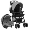 Image de vidaXL Poussette pour Bébé 3-en-1 Landau Pliable pour Tout-petit Enfants orte-bébé Siège Auto pour Bébé Poussette de Voyage 10389
