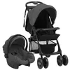 Image de vidaXL Poussette pour Bébé 3-en-1 Landau Pliable pour Tout-petit Enfants orte-bébé Siège Auto pour Bébé Poussette de Voyage 10390