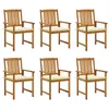 Image de Lot de 6 chaise vidaxl H. 92 cm empilable non pliable en bois massif exterieur marron