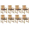 Image de Lot de 8 chaise vidaxl en acacia non pliable exterieur H. 92 cm bois