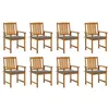 Image de Lot de 8 chaise vidaxl exterieur empilable non pliable en acacia H. 92 cm gris