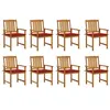 Image de Lot de 8 chaise vidaxl exterieur empilable non pliable en acacia H. 92 cm rouge