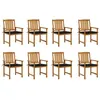 Image de Lot de 8 chaise vidaxl H. 92 cm empilable non pliable en acacia exterieur bois