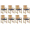Image de Lot de 8 chaise vidaxl H. 92 cm empilable non pliable exterieur en acacia bleu