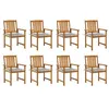 Image de Lot de 8 chaise vidaxl H. 92 cm non pliable en acacia exterieur bois