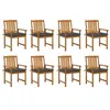Image de Lot de 8 chaise Vidaxl exterieur H. 92 cm gris en acacia