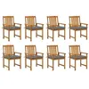 Image de Lot de 8 chaise vidaxl exterieur non pliable en acacia H. 92 cm bois