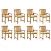 Image de Lot de 8 chaise vidaxl exterieur non empilable non pliable H. 92 cm en acacia blanc