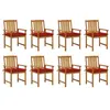 Image de Lot de 8 chaise vidaxl exterieur empilable non pliable H. 92 cm en acacia bois